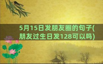 5月15日发朋友圈的句子(朋友过生日发128可以吗)