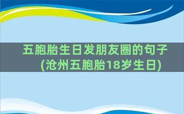 五胞胎生日发朋友圈的句子(沧州五胞胎18岁生日)