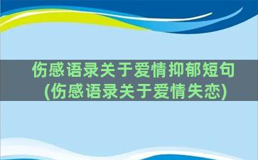 伤感语录关于爱情抑郁短句(伤感语录关于爱情失恋)