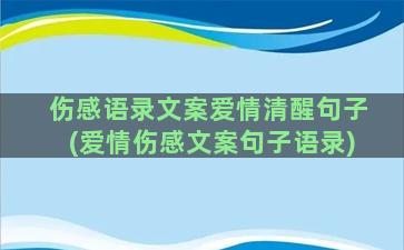 伤感语录文案爱情清醒句子(爱情伤感文案句子语录)