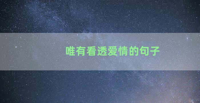 唯有看透爱情的句子