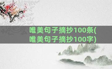 唯美句子摘抄100条(唯美句子摘抄100字)