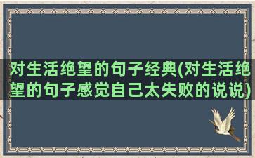 对生活绝望的句子经典(对生活绝望的句子感觉自己太失败的说说)