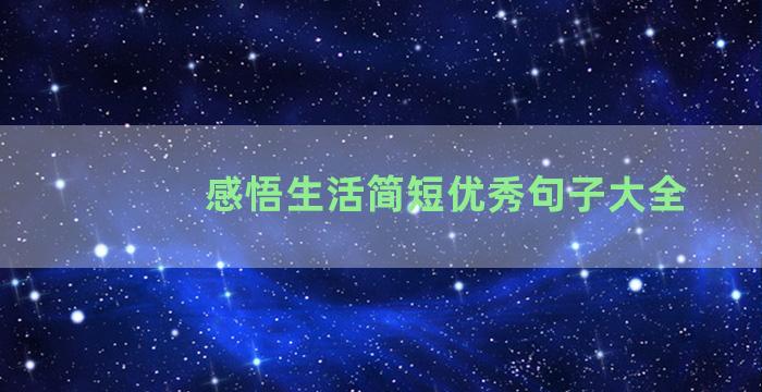 感悟生活简短优秀句子大全