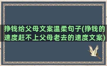 挣钱给父母文案温柔句子(挣钱的速度赶不上父母老去的速度文案)