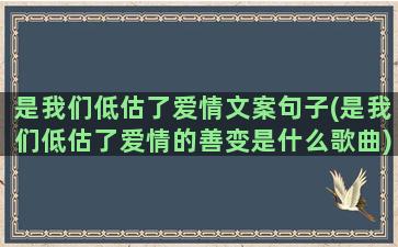 是我们低估了爱情文案句子(是我们低估了爱情的善变是什么歌曲)