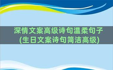 深情文案高级诗句温柔句子(生日文案诗句简洁高级)