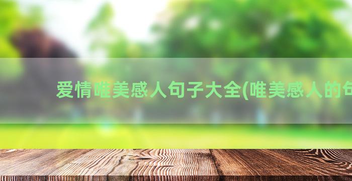 爱情唯美感人句子大全(唯美感人的句子)