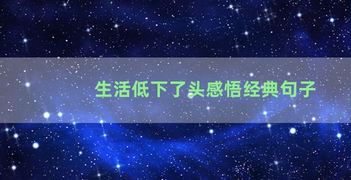 生活低下了头感悟经典句子