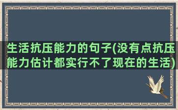 生活抗压能力的句子(没有点抗压能力估计都实行不了现在的生活)