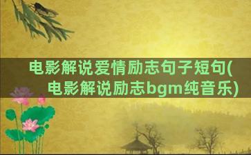 电影解说爱情励志句子短句(电影解说励志bgm纯音乐)