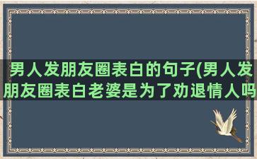 男人发朋友圈表白的句子(男人发朋友圈表白老婆是为了劝退情人吗)