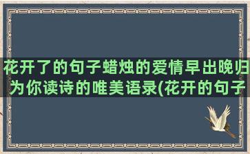 花开了的句子蜡烛的爱情早出晚归为你读诗的唯美语录(花开的句子朋友圈)