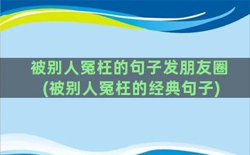 被别人冤枉的句子发朋友圈(被别人冤枉的经典句子)