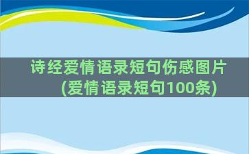 诗经爱情语录短句伤感图片(爱情语录短句100条)