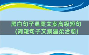 黑白句子温柔文案高级短句(简短句子文案温柔治愈)